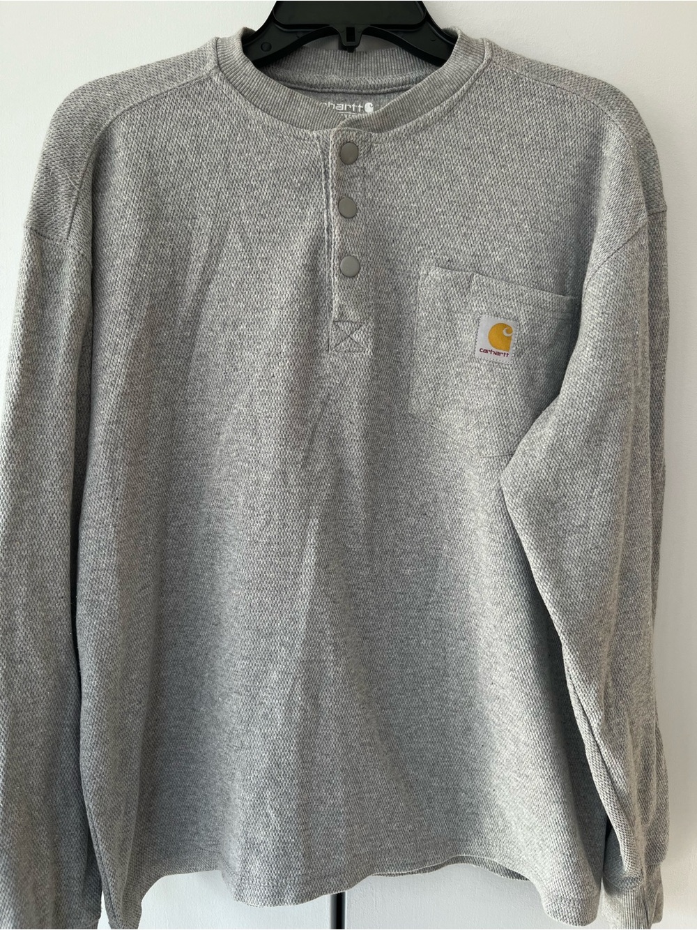Carhartt Men’s Heavyweight Relaxed Fit Gray Henley Long Sleeve Thermal